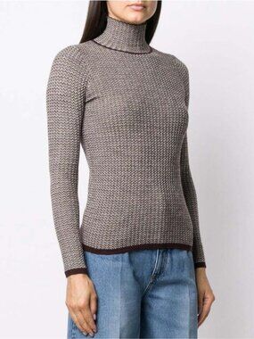 SANDRO High Neck Jacquard Wool Knit Sweater Size 6